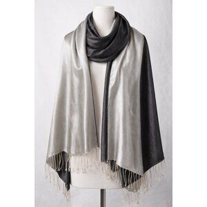 Oversized 95” 100% Silk Charter Club Reversible Scarf Wrap Fringe NWT